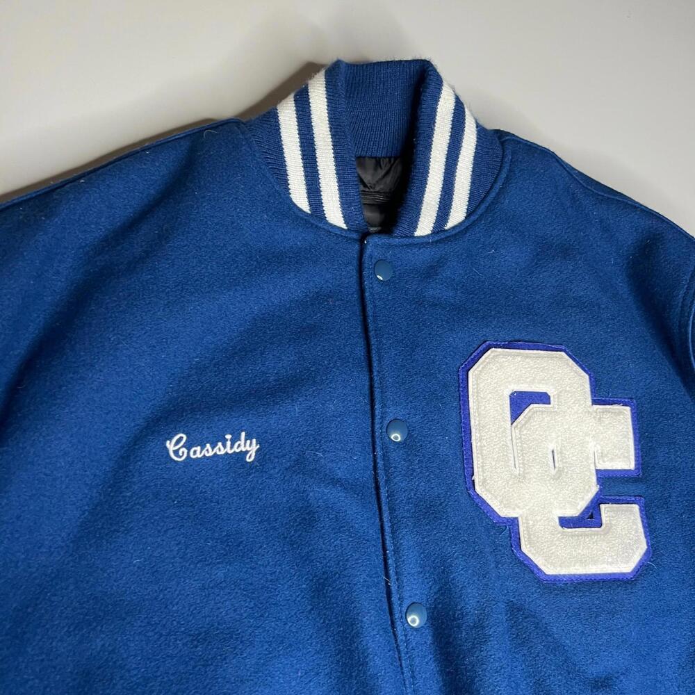 NEFF Varsity Letterman Jacket Clarinet Blue Wool Blend Size XL - Picture 10 of 10